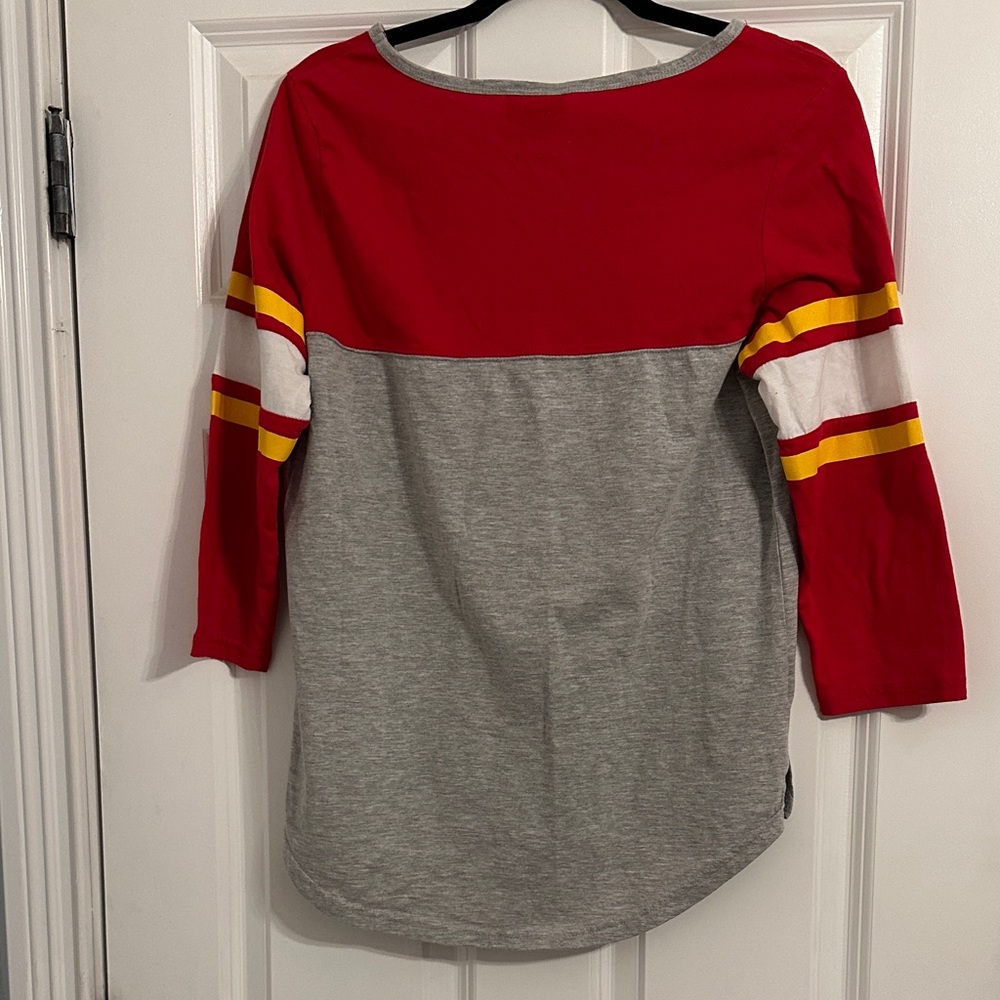 Kansas City Chiefs Red and Gray 3/4 Long Sleeve Shirt - Picture 5 of 5